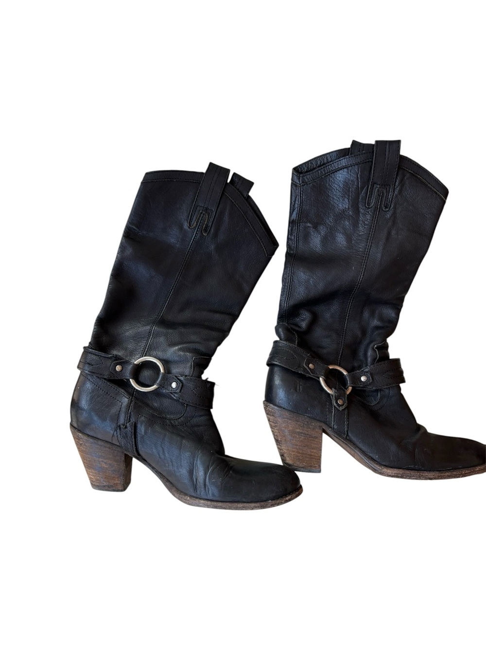 Frye Women’s Black Leather Heeled Boots – Size 9B